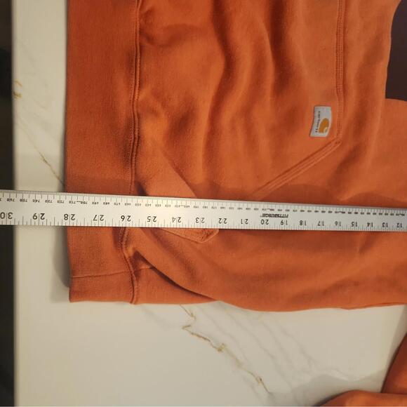 Carhartt Mens  Orange Hoodie Sweatshirt  Acid Wash  size Large - Picture 10 of 14